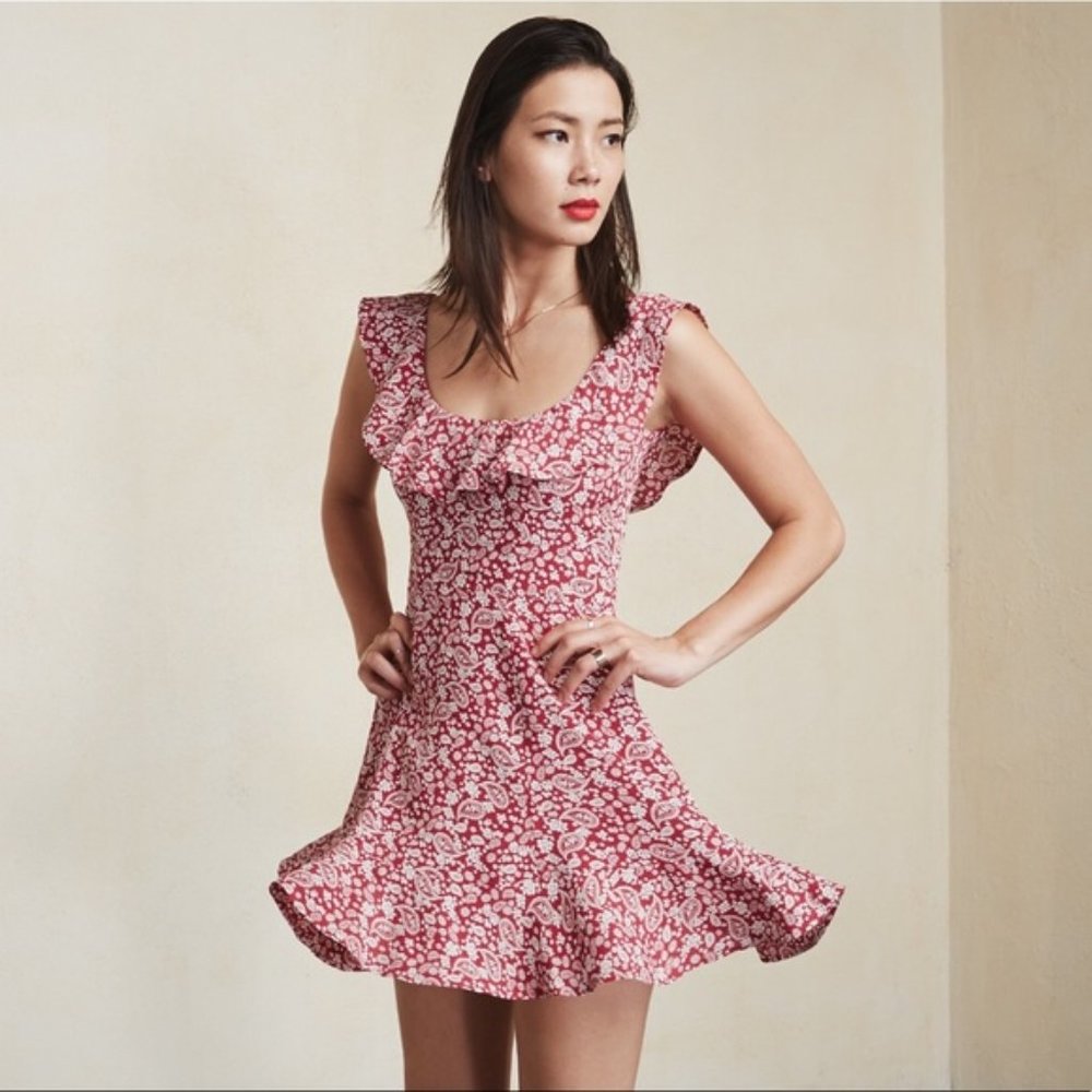 Reformation Perla Dress in Red Paisley Size 2